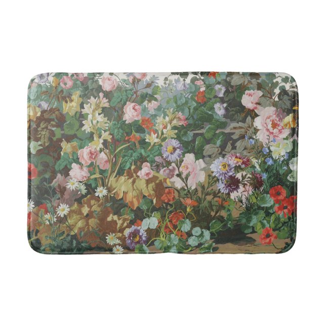 Vintage hübsche bunte Blumen Blumenmalerei Badematte (Vorderseite)