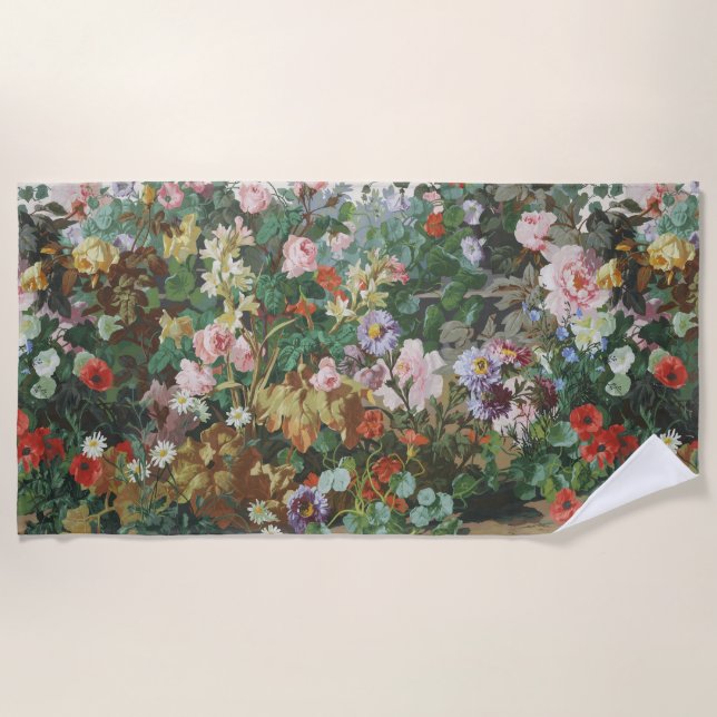 Vintage hübsche bunte Blumen Blumenmalerei Strandtuch (Vorderseite)