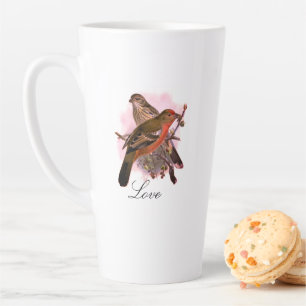 Vintage hübsche bunte Vögel und Blätter Milchtasse