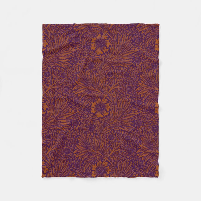 Vintage hübsche dunkorange lila Blumenmuster Fleecedecke (Vorderseite)