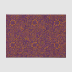 Vintage hübsche dunkorange lila Blumenmuster Seidenpapier