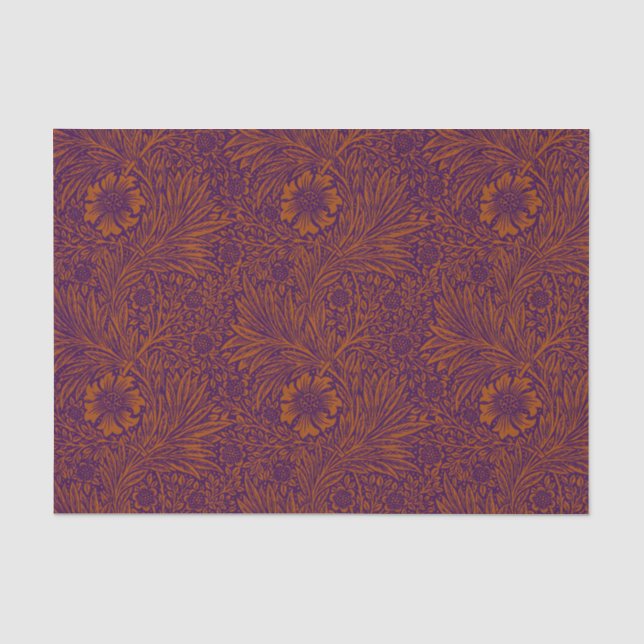 Vintage hübsche dunkorange lila Blumenmuster Seidenpapier (Vorderseite)