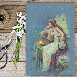 Vintage Hübsche Fee Harp Candle Ocean Seidenpapier