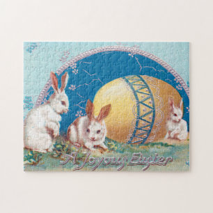 Vintage hübsche Hasen mit Ostereiern Puzzle