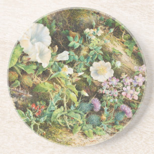 Vintage hübsche Petunien Blumen Blumenmalerei Getränkeuntersetzer