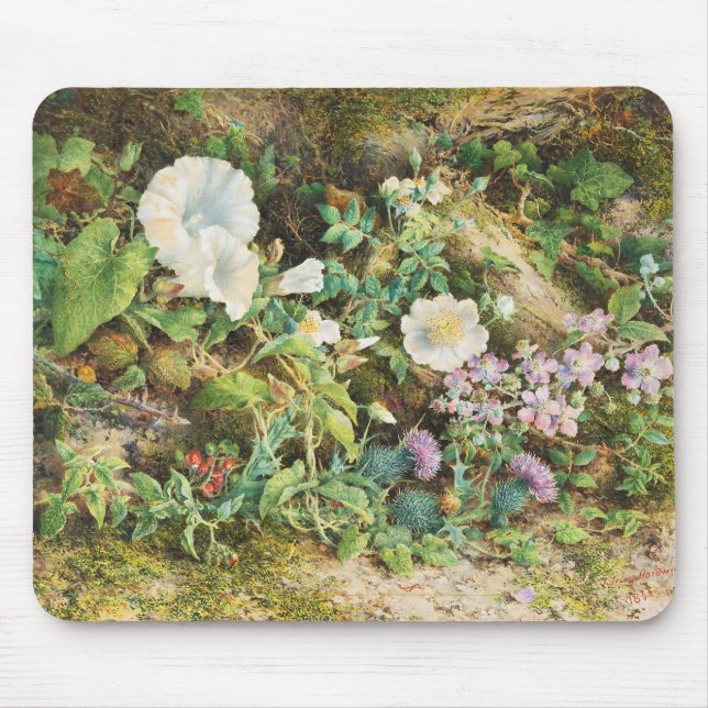 Vintage hübsche Petunien Blumen Blumenmalerei Mousepad (Vorne)