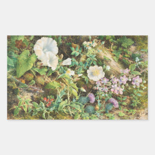 Vintage hübsche Petunien Blumen Blumenmalerei Rechteckiger Aufkleber