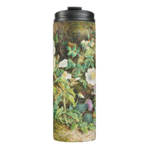 Vintage hübsche Petunien Blumen Blumenmalerei Thermosbecher