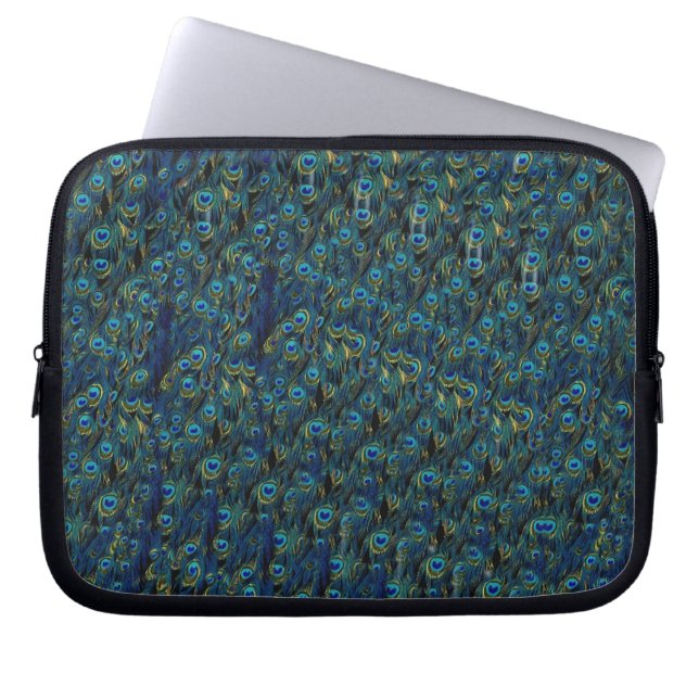Vintage hübsche Pfau-Vogel-Feder-Tapete Laptopschutzhülle (Vorderseite)