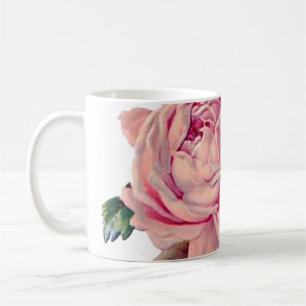 Vintage hübsche Rosa-Rosa-Abbildung dekoriert Kaffeetasse