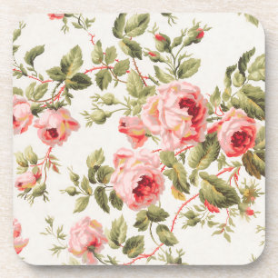 Vintage hübsche rosa Rosen Blumenmuster Getränkeuntersetzer