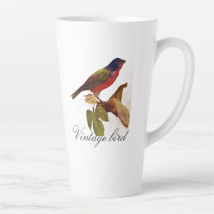 Vintage Hübsche Rote Helle Farbige Vogel und Blatt Milchtasse