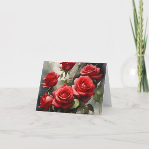 Vintage hübsche rote Rosen Aquarellmalerei Karte