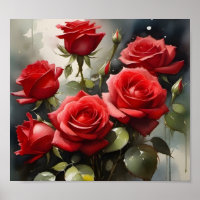 Vintage hübsche rote Rosen Aquarellmalerei