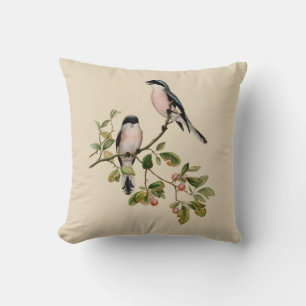 Vintage hübsche Vögel auf Beige Kissen