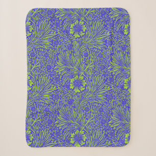 Vintage hübsches blaues limettgrünes Blumenmuster Sherpadecke