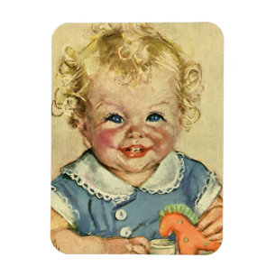 Vintage hübsches blondes skandinavisches Baby, Jun Magnet