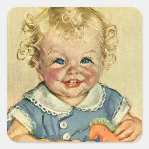 Vintage hübsches blondes skandinavisches Kind mit Quadratischer Aufkleber