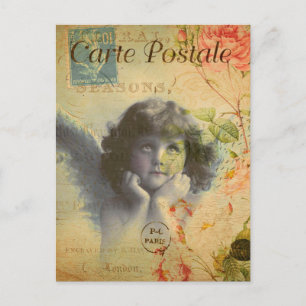 Vintage Hübsches Kleines Mädchen Engel Kind Franzö Postkarte