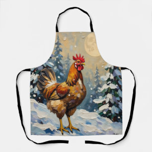 Vintage Huhn im schneebedeckten Weihnachtswunderla Schürze