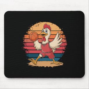Vintage-Huhn spielt Skelett-Hühnerliebhaber-Skizze Mousepad