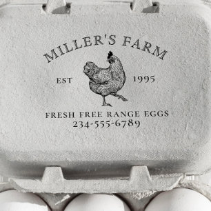 Vintage-Hühner-Logo Familienfarm Gründungsjahr Ei Permastempel