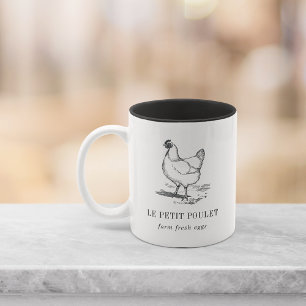Vintage-Hühner-Logo Personalisiert Zweifarbige Tasse