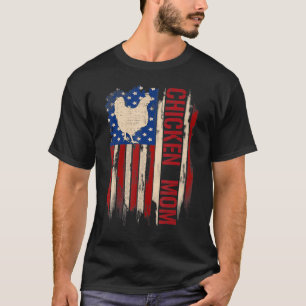Vintage Hühner-Mama Amerikanische Flagge Farmingfa T-Shirt