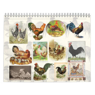Vintage-Hühner-Personal-Kalender Kalender