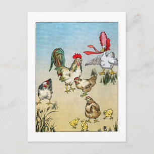 Vintage Hühner und Gänse Postkarte