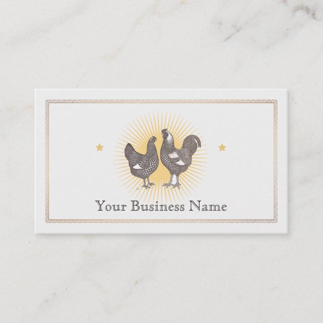 Vintage Hühner- und Rosterfarm Frische Eier Visitenkarte (Vorderseite)