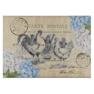 Vintage Hühnerblaue Blumen-Schneidbrett Schneidebrett