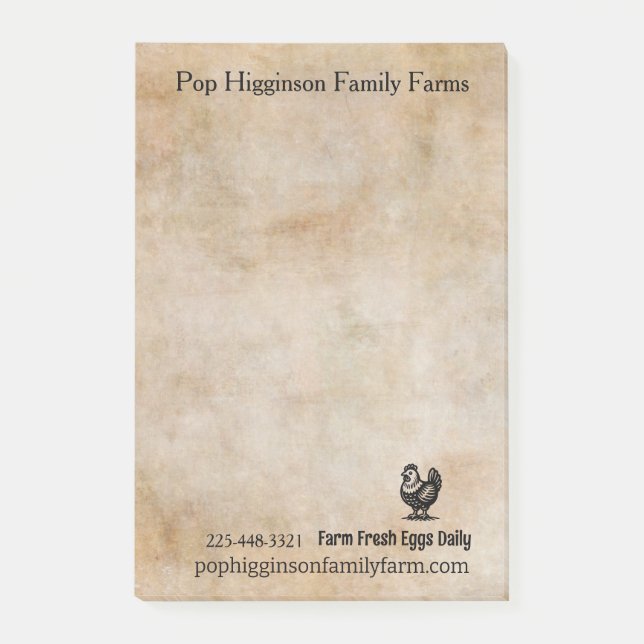 Vintage Hühnerfarm Post-it Klebezettel (Vorderseite)