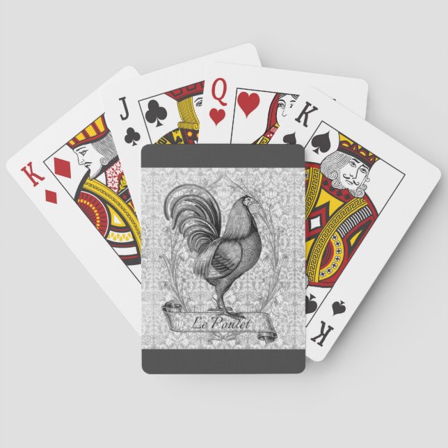 Vintage Hühnerillustration Spielkarten (Rückseite)