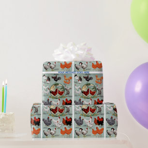 Vintage-Hühnerrassen-Muster Geschenkpapier