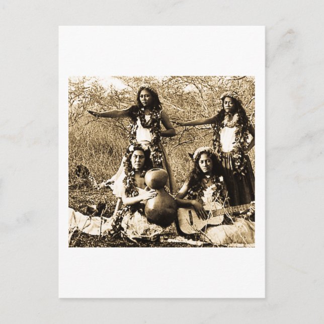 Vintage Hula Girls aus dem Hoheitsgebiet Hawaiis Postkarte (Vorderseite)