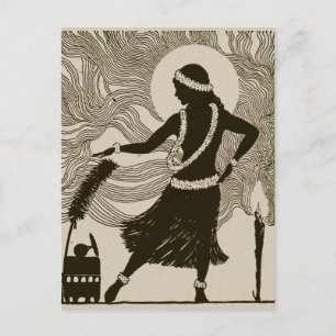 Vintage Hula Mädchen Postkarte