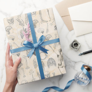 Vintage Human Anatomie Creme Marfil Marmor Geschenkpapier