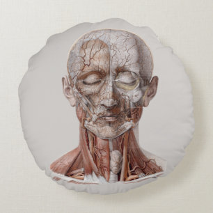 Vintage Humananatomie Wissenschaft, Kopf Kehle Nas Rundes Kissen
