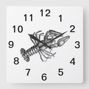 Vintage-Hummer #1 Zeichnung Quadratische Wanduhr
