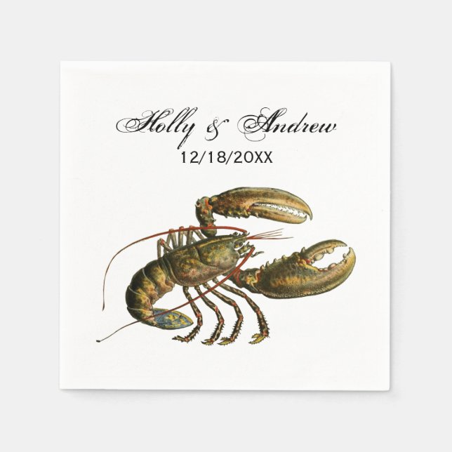 Vintage Hummer #3 Zeichnend Serviette (Vorderseite)