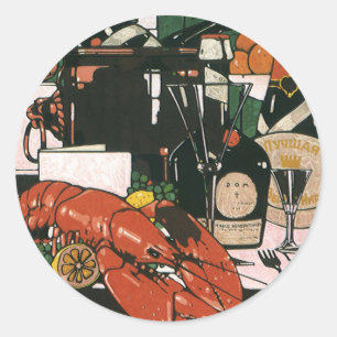 Vintage-Hummer-Champagner; Fancy elegante Party Runder Aufkleber