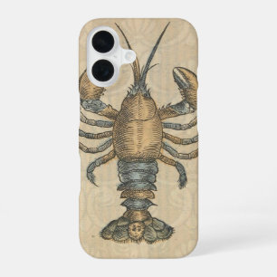 Vintage-Hummer-Illustration: Küsten-Damaskus iPhone 16 Hülle