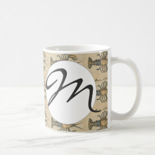 Vintage-Hummer-Illustration: Küsten-Damaskus Kaffeetasse