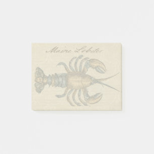 Vintage-Hummer-Illustration: Küsten-Damaskus  Post-it Klebezettel
