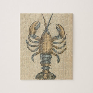 Vintage-Hummer-Illustration: Küsten-Damaskus Puzzle