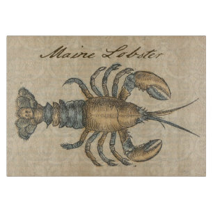 Vintage-Hummer-Illustration: Küsten-Damaskus Schneidebrett