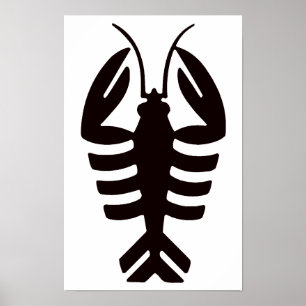 Vintage-Hummer in Schwarz, Art Deco Meeresfrüchte Poster