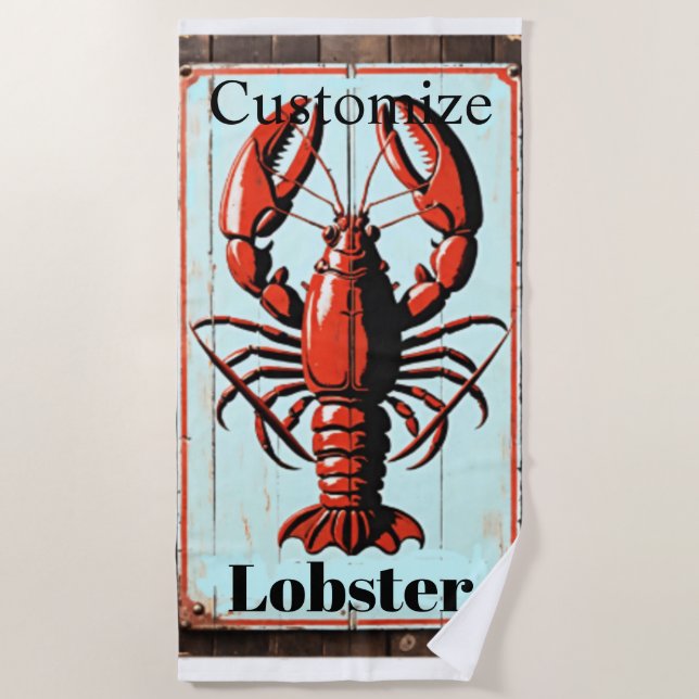 Vintage-Hummer-Schild Thunder_Cove Strandtuch (Vorderseite)