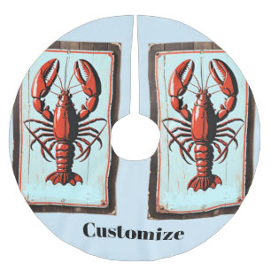 Vintage-Hummernschild Thunder_Cove Polyester Weihnachtsbaumdecke